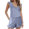 asntrgd Women's One-Piece Swimsuits Cute Ruffle Hem Sleeveless Loose Fit Bathing Suit Summer Training Sport Romper Gray