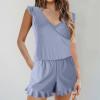 asntrgd Women's One-Piece Swimsuits Cute Ruffle Hem Sleeveless Loose Fit Bathing Suit Summer Training Sport Romper Gray view 2