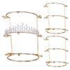 KYEQATY 3PCS Tiara Display Stand 3-Tier Bridal Crown Holder Necklace Headband Display Stand Women Girls Jewelry Holder for Wedding Home Shop Store, Gold view 1
