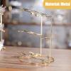 KYEQATY 3PCS Tiara Display Stand 3-Tier Bridal Crown Holder Necklace Headband Display Stand Women Girls Jewelry Holder for Wedding Home Shop Store, Gold view 3