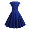 NaRHbrg Women's 1950s Vintage Dress Wrap V Neck Cap Sleeve Dress Retro Cocktail Party Swing Dresses A-Line Flared Midi Dress Blue view 4