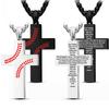 2Pcs Baseball Cross Necklaces For Men, Black & Silver Stainless Steel Religious Jewelry Gift with Lords Prayer Bible Verse Inspirational Quote Baseball Necklaces Gift For Son Grandson Boyfriend view 1