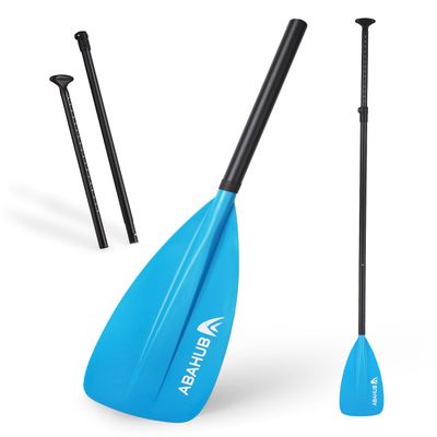 Abahub SUP Paddles - 3 Piece Adjustable Stand up Paddle - Lightweight Oar for Paddleboard, Aluminum Alloy PU Coated Shaft 68" - 84", Blue Plastic Nylon Blade