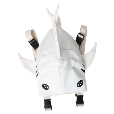 Retro Shark PU Backpack for Women Dual-Strap Shoulder Bag Harajuku Aesthetic Bucket Bag for Hand-Carry Fashionable (White)