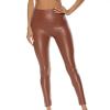 NineFit Basics Womens Butt Lifting Yoga Pants Faux Leather PU Athletic Leggings Stretch Workout Sports Tights Ankle Length Trousers Brown, Medium view 3