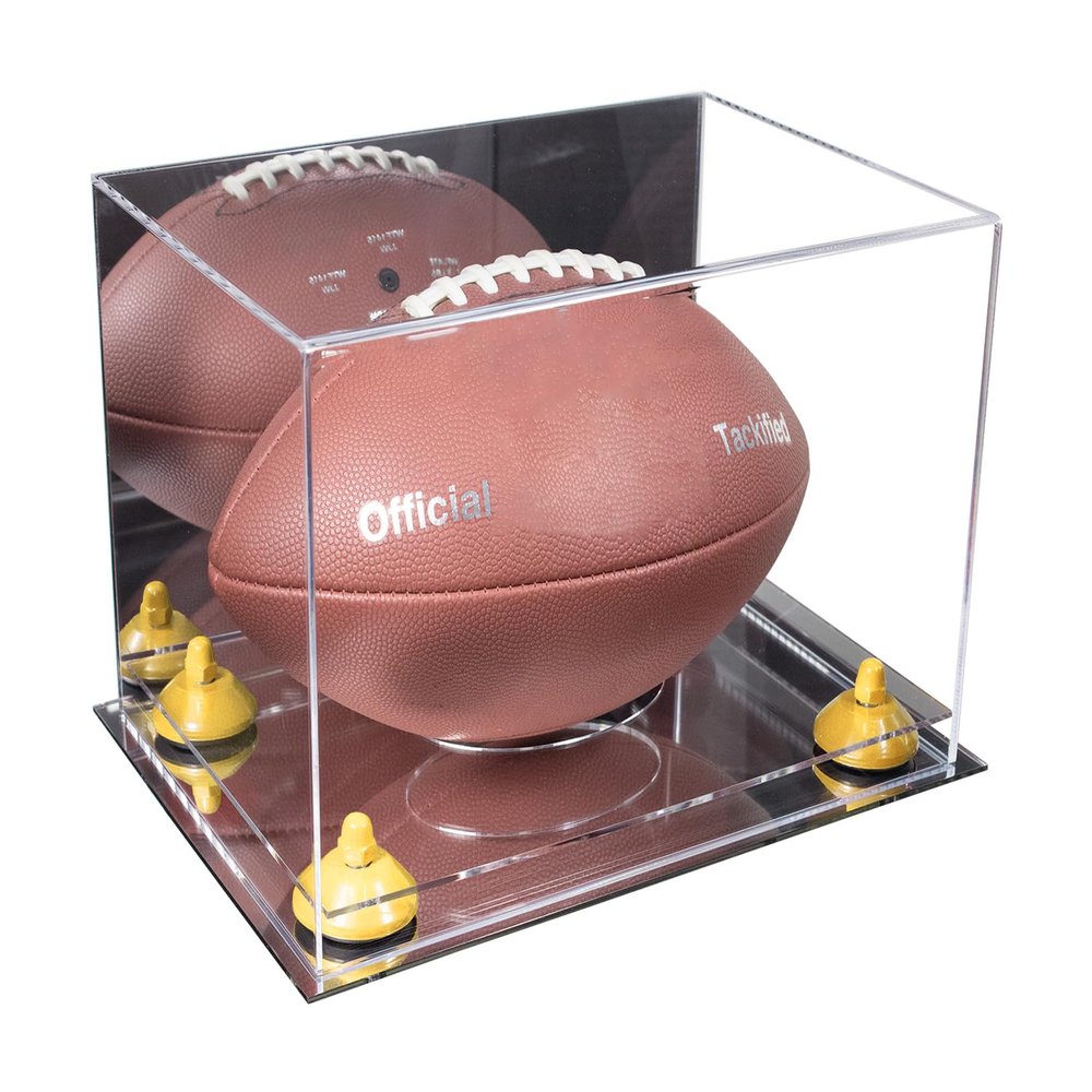 Football Display Case, Durable Clear Display Case with Mirror Base , Wall Mounted Case for Full Size Footballs, Sports Memorabilia, Collectibles, Keepsakes, Autographed Balls Items (A004/V41)