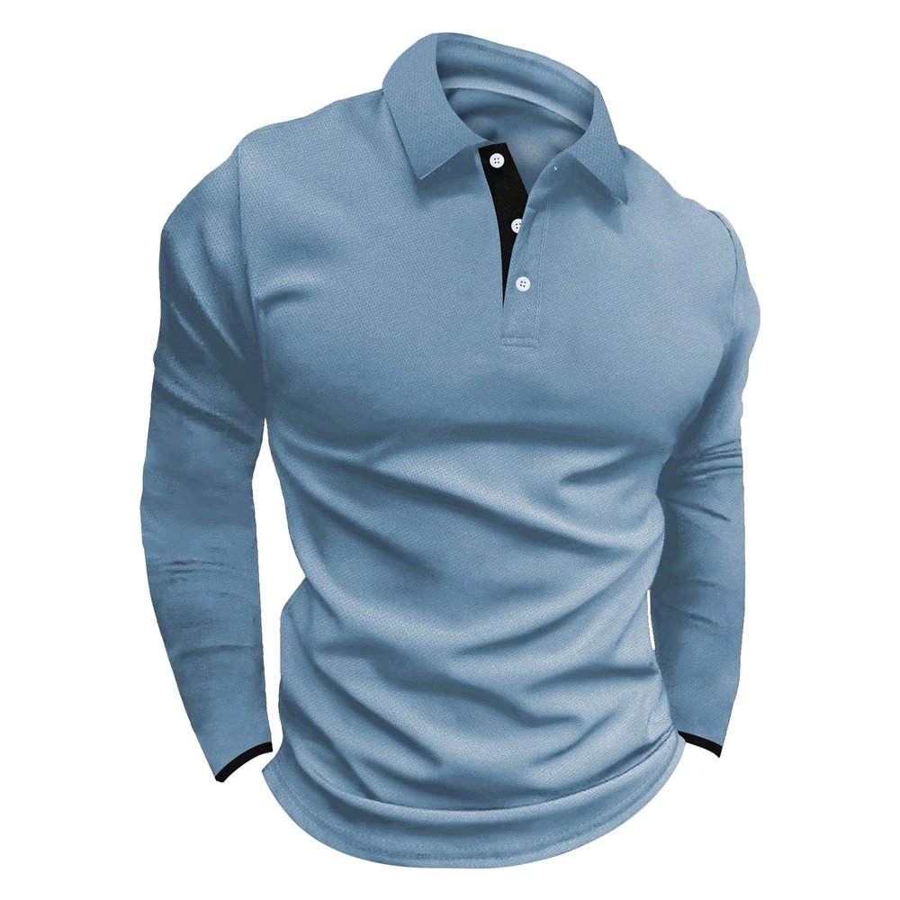 Long Sleeve Golf Shirt Men Long Sleeve Polo Men Mens Dress Polo Shirts Ping Golf Mens White Polo Shirts Short Sleeve Mens Tops Casual Stylish(Blue,Small)