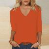 3/4 Sleeve Shirts for Women V Neck Summer Blouses Solid Color Basic Tee Shirts Soft Cotton Tshirts Three Quarter Sleeve Tops Woman Summer Tops for Women 2025 view 2