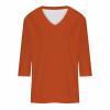 3/4 Sleeve Shirts for Women V Neck Summer Blouses Solid Color Basic Tee Shirts Soft Cotton Tshirts Three Quarter Sleeve Tops Woman Summer Tops for Women 2025 view 3