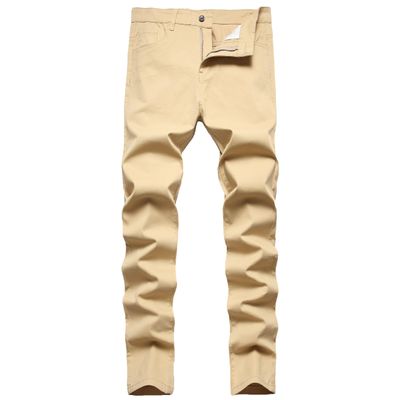 YIHUILONG Men's Dress Pants Stretch Slim Fit Casual Fashion Style Comfy Skinny Flat-Front Business Chinos Pants(Khaki 28)