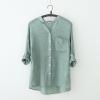 Womens 3/4 Sleeve Tops Cotton Linen Shirts V Neck Button Down Blouse Summer Casual Solid Tops Womens 3/4 Sleeve Tops Plus Size Summer Tops view 2
