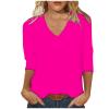 3/4 Sleeve Shirts for Women V Neck Summer Blouses Solid Color Basic Tee Shirts Soft Cotton Tshirts Three Quarter Sleeve Tops Woman Womens Summer Shirts