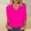 3/4 Sleeve Shirts for Women V Neck Summer Blouses Solid Color Basic Tee Shirts Soft Cotton Tshirts Three Quarter Sleeve Tops Woman Womens Summer Shirts view 2