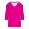 3/4 Sleeve Shirts for Women V Neck Summer Blouses Solid Color Basic Tee Shirts Soft Cotton Tshirts Three Quarter Sleeve Tops Woman Womens Summer Shirts view 3