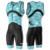 SLS3 Triathlon Suits Mens - Premium Trisuit Triathlon Men - Sleeveless, Quick Drying Tri Kit with Large Back Pocket (Blue Fractal, Medium) view 1