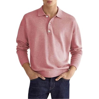 Golf Polos for Men Collar Shirts for Men Men's Golf Clothing Golf Long Sleeve Shirts for Men Golf Shirt Men Mens Tops Casual Stylish(Pink,3X-Large)