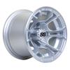GTW Spyder 10 Inch Aluminum Golf Cart Wheel 10x7 | 4-4 Bolt | 3:4 Offset (Machined/Matte Silver) view 1