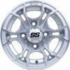GTW Spyder 10 Inch Aluminum Golf Cart Wheel 10x7 | 4-4 Bolt | 3:4 Offset (Machined/Matte Silver) view 2