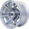 GTW Spyder 10 Inch Aluminum Golf Cart Wheel 10x7 | 4-4 Bolt | 3:4 Offset (Machined/Matte Silver) view 3