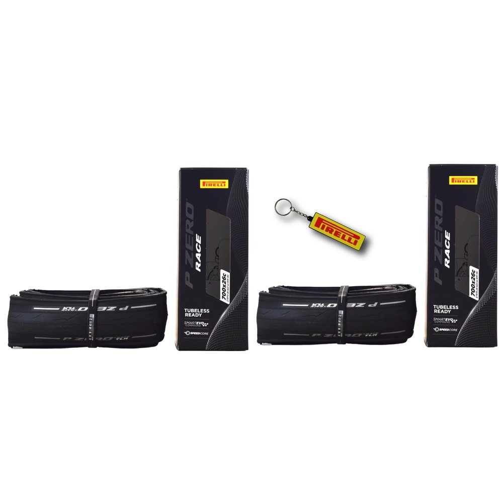 Pirelli P Zero Race TLR 26-622 (700x26c) Road Bike Tire - Tubeless Ready, Lightweight, High-Performance Bicycle Tire for Road Racing & Training  Foldable, SmartEVO Compound w/Keychain (2Pk)