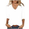 3/4 Sleeve Shirts for Women V Neck Summer Blouses Solid Color Basic Tee Shirts Soft Cotton Tshirts 3/4 Length Sleeve Womens Tops Summer Tops for Women 2025 view 1