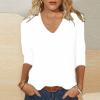 3/4 Sleeve Shirts for Women V Neck Summer Blouses Solid Color Basic Tee Shirts Soft Cotton Tshirts 3/4 Length Sleeve Womens Tops Summer Tops for Women 2025 view 2