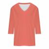 3/4 Sleeve Shirts for Women V Neck Summer Blouses Solid Color Basic Tee Shirts Soft Cotton Tshirts Three Quarter Sleeve Tops Woman Summer Tops for Teens view 3