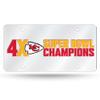 Rico Industries NFL Football Kansas City Chiefs 4X Champions 12" x 6" Silver Laser Cut Tag for Car/Truck/SUV - Automobile Dcor view 1
