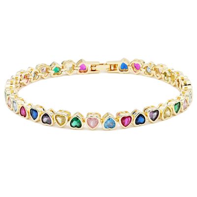Lavencious Elegant 7" Tennis Bracelet Adorned with Sparkling Heart-Shaped AAA Cubic Zirconia for Women (Multi)