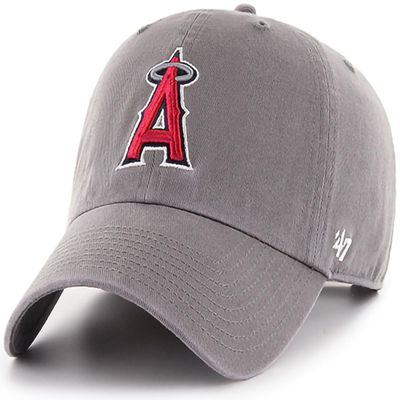 47 Brand MLB Dark Gray Team Color Primary Logo Clean Up Adjustable Strap Baseball Dad Hat Cap, Adult One Size Fits All - Los Angeles Angels - Dark Gray Team Color