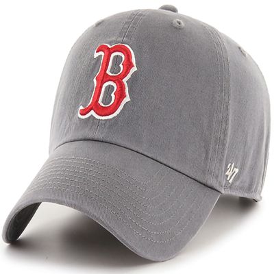 47 Brand MLB Dark Gray Team Color Primary Logo Clean Up Adjustable Strap Baseball Dad Hat Cap, Adult One Size Fits All - Boston Red Sox - Dark Gray Team Color