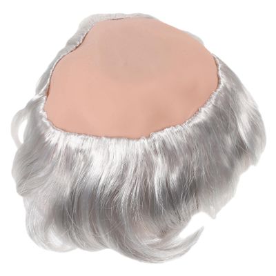 FRCOLOR Funny Bald Man Cosplay Wig for Halloween Costume Synthetic Masquerade Accessory for Parties and Carnivals Eye-catching Gray-white Wig for Adults