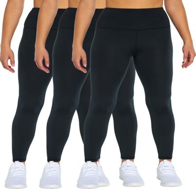 Bally Total Fitness Women's 3 Pack High Rise Legging, Black, XX-Large