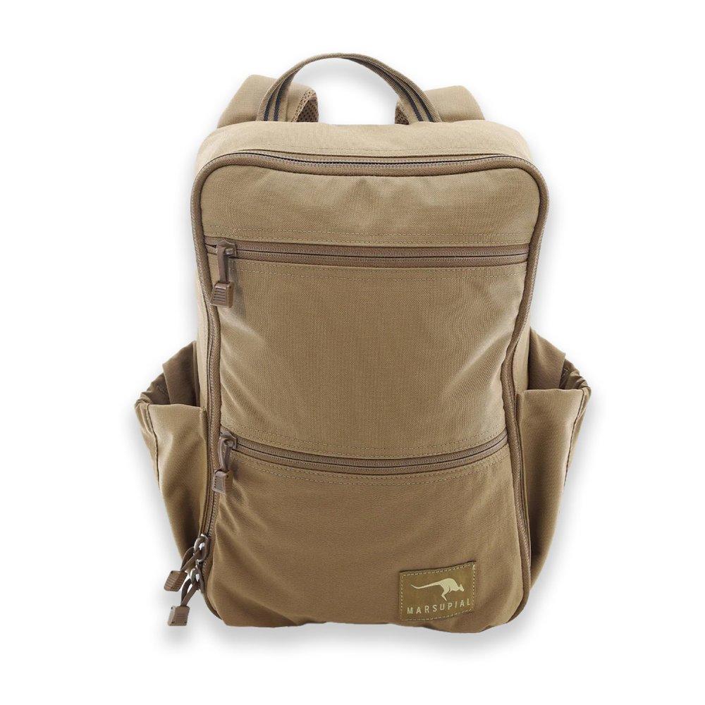 Marsupial Gear Every Day Backpack  Multi-Purpose with Laptop Sleeve, Stretch Pockets & Mesh Comfort for Travel & Work, Coyote Brown
