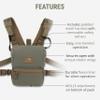 Marsupial Gear No-Mag Enclosed Binocular Pack - Magnet-Free Hunting Bino Chest Harness with Silent Fleece Lining, Ranger Green, Medium view 4