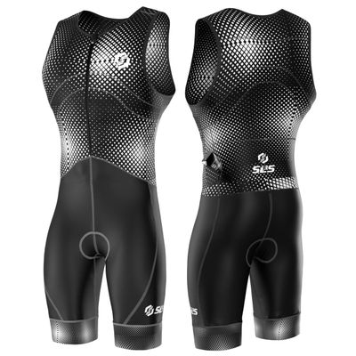 SLS3 Triathlon Suits Mens - Premium Trisuit Triathlon Men - Sleeveless, Quick Drying Tri Kit with Large Back Pocket (Black Flux, Small)