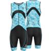 SLS3 Triathlon Suits Mens - Premium Trisuit Triathlon Men - Sleeveless, Quick Drying Tri Kit with Large Back Pocket (Blue Fractal, Small) view 1