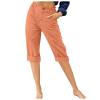 Cotton Linen Capri Pants for Women Casual 2024 Summer Straight Leg Pant Loose Cropped Trousers with Pockets Wide Leg Pull on Pants for Women Orange M view 1