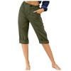 Cotton Linen Capri Pants for Women Casual 2024 Summer Straight Leg Pant Loose Cropped Trousers with Pockets Womens Straight Leg Pants Army Green S view 2
