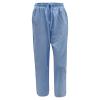 Cotton Linen Wide Leg Pants for Women Casual Summer 2024 Drawstring Beach Pants Loose Flowy Lounge Trousers Wide Leg Capris for Women Light Blue L view 4