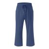 SMIDOW Linen Capri Pants for Women Casual 2026 Summer Drawstring Elastic High Waist Capris Wide Leg Cropped Trousers Petite Trousers for Women Blue S view 3