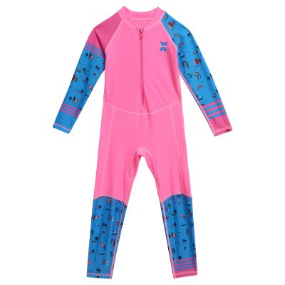 ABAFIP Kids Boys Girls Modest Swimsuit Long Sleeve Swimwear Full Cover Zipper One Piece Bathing Suit Peach 3-4T