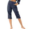 Cotton Linen Capri Pants for Women Casual 2026 Summer Straight Leg Pant Loose Cropped Trousers with Pockets Crop Pants for Women Casual Navy 2X view 2
