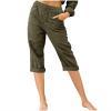 Cotton Linen Capri Pants for Women Casual 2026 Summer Straight Leg Pant Loose Cropped Trousers with Pockets Wide Leg Trousers Women Army Green 2X view 1