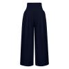 SMIDOW Women's Wide Leg Pants Elastic High Waisted Cotton Linen Long Lounge Pants Business Casual Work Trousers Summer Outfits for Women Navy M view 3