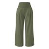 SMIDOW Women's Wide Leg Pants Elastic High Waisted Cotton Linen Long Lounge Pants Business Casual Work Trousers Women's Pants Casual Army Green XL view 4