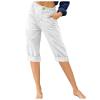 SMIDOW Cotton Linen Capri Pants for Women Casual 2026 Summer Straight Leg Pant Loose Cropped Trousers with Pockets Wide Legged Pants for Women White M view 1