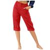 Cotton Linen Capri Pants for Women Casual 2026 Summer Straight Leg Pant Loose Cropped Trousers with Pockets Palazzo Pants for Women Petite Red XL view 1