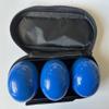 BuyBocceBalls Listing - Unique 3 Ball 73mm Metal Boules Set with 3 Blue Balls view 2
