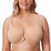 DELIMIRA Women's Front Closure Bras Posture Full Coverage Plus Size Underwire Unlined Back Support Plunge Seamless Bra B-H Cups Warm Beige 36G view 2